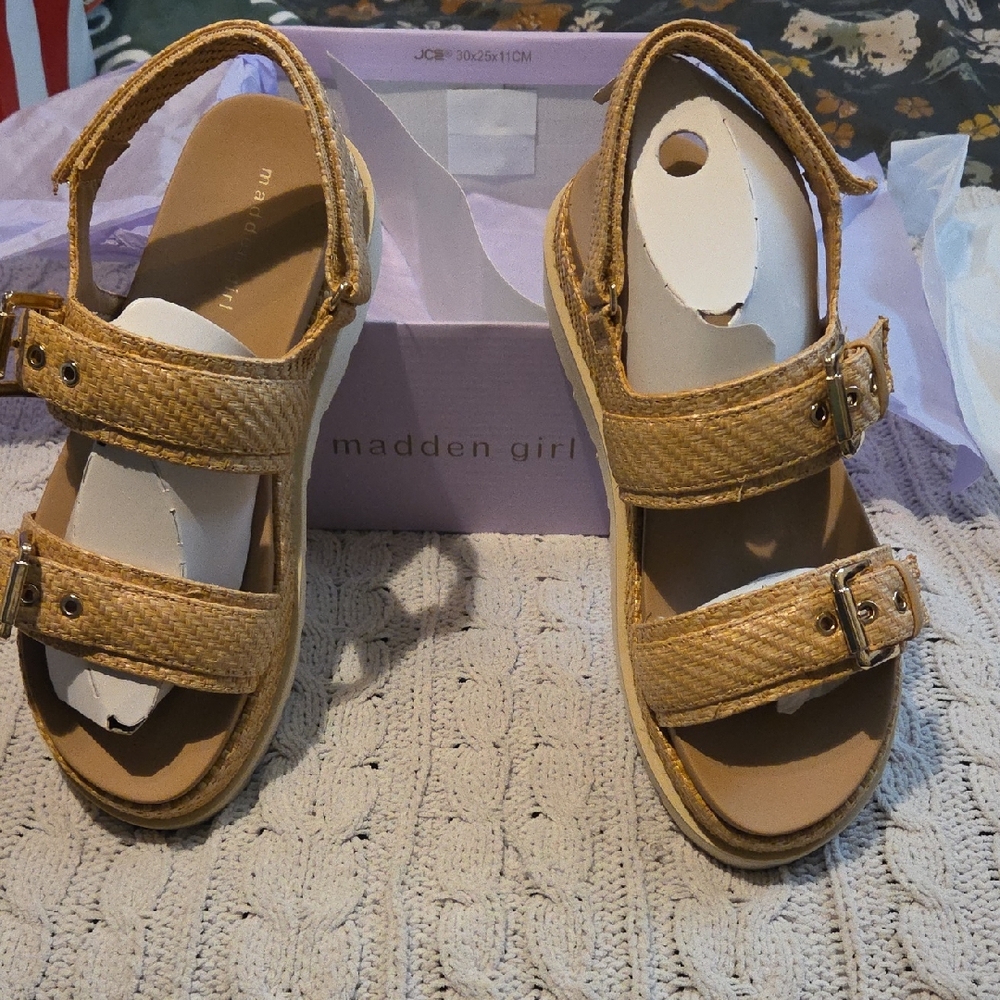 Madden Girl Woven Tan Women Sandals